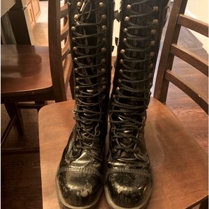 Patten leather goth/industrial boots